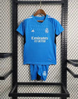 2023/2024 Real Madrid Blue Goalkeeper Football Shirt Kids Size