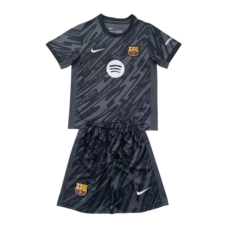 2024/2025 Kids Size Barcelona Black Goalkeeper Football Shirt