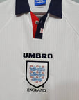 1998 Retro England Home Soccer Jersey
