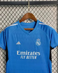 2023/2024 Real Madrid Blue Goalkeeper Football Shirt Kids Size