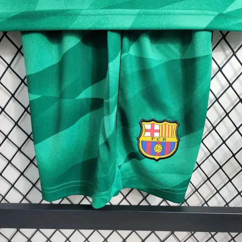 2023/2024 Kids Size Barcelona Green Goalkeeper Football Shirt 1:1 Thai Quality